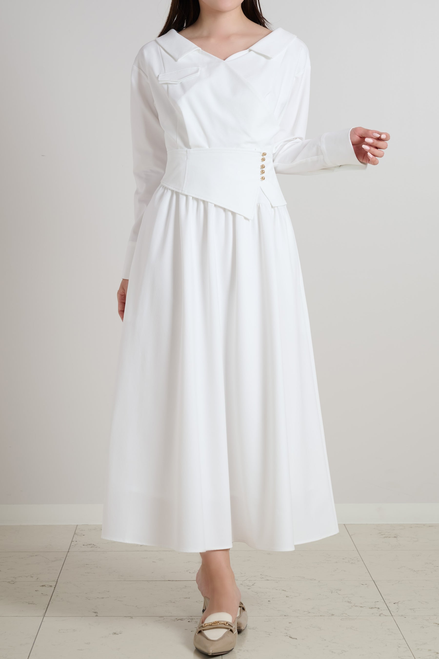 Cache-Coeur Peplum Shirt Dress