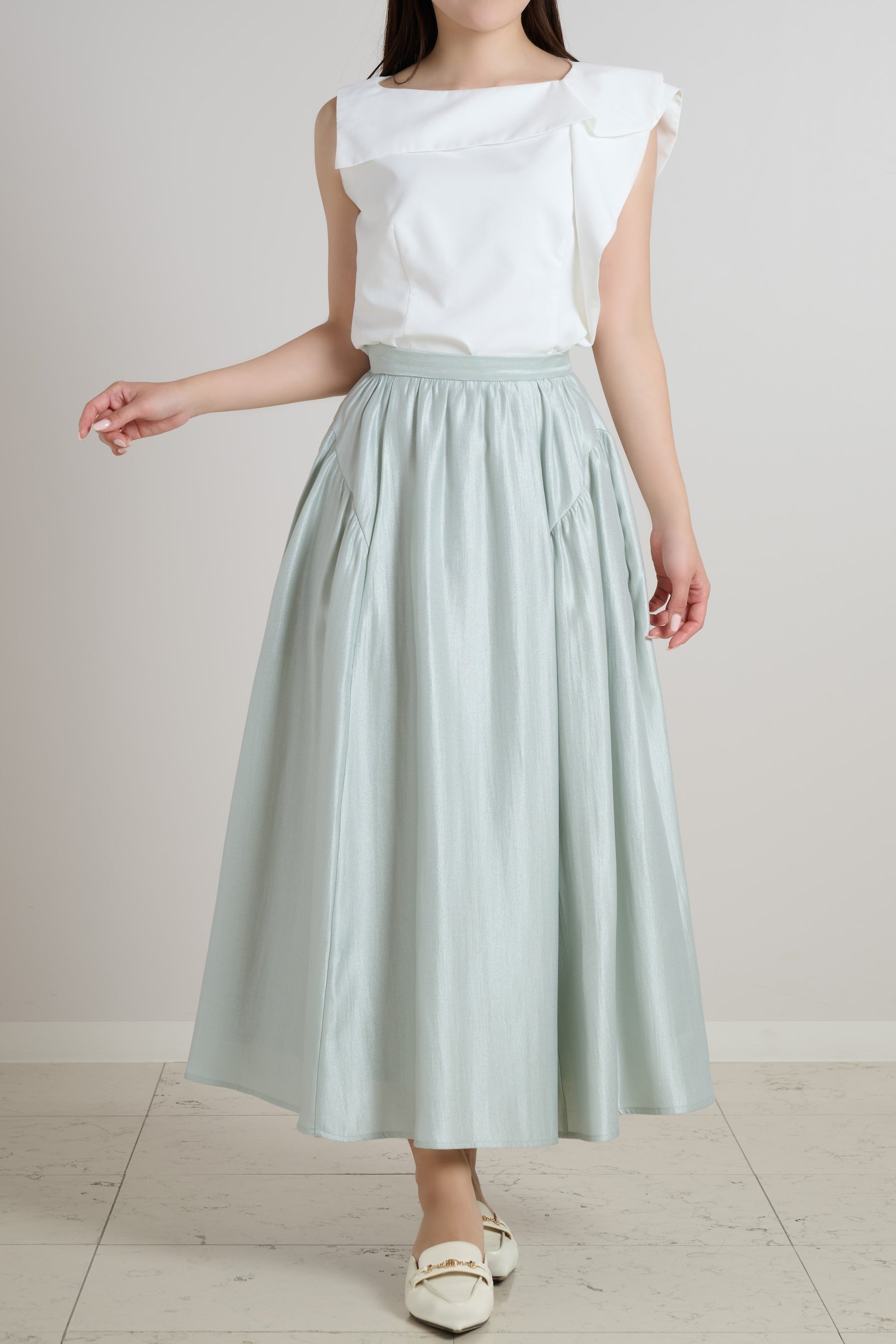 Luminous Organza Gathered Skirt