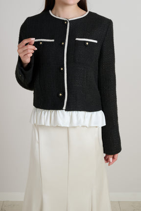 Ruffle Hem Tweed Jacket