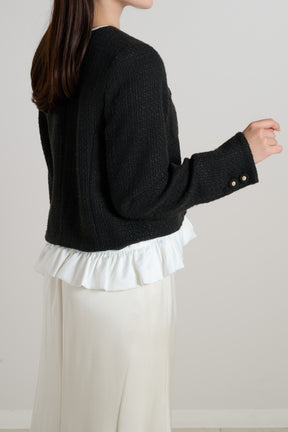 Ruffle Hem Tweed Jacket
