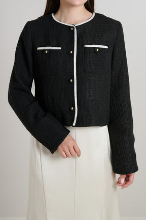Ruffle Hem Tweed Jacket