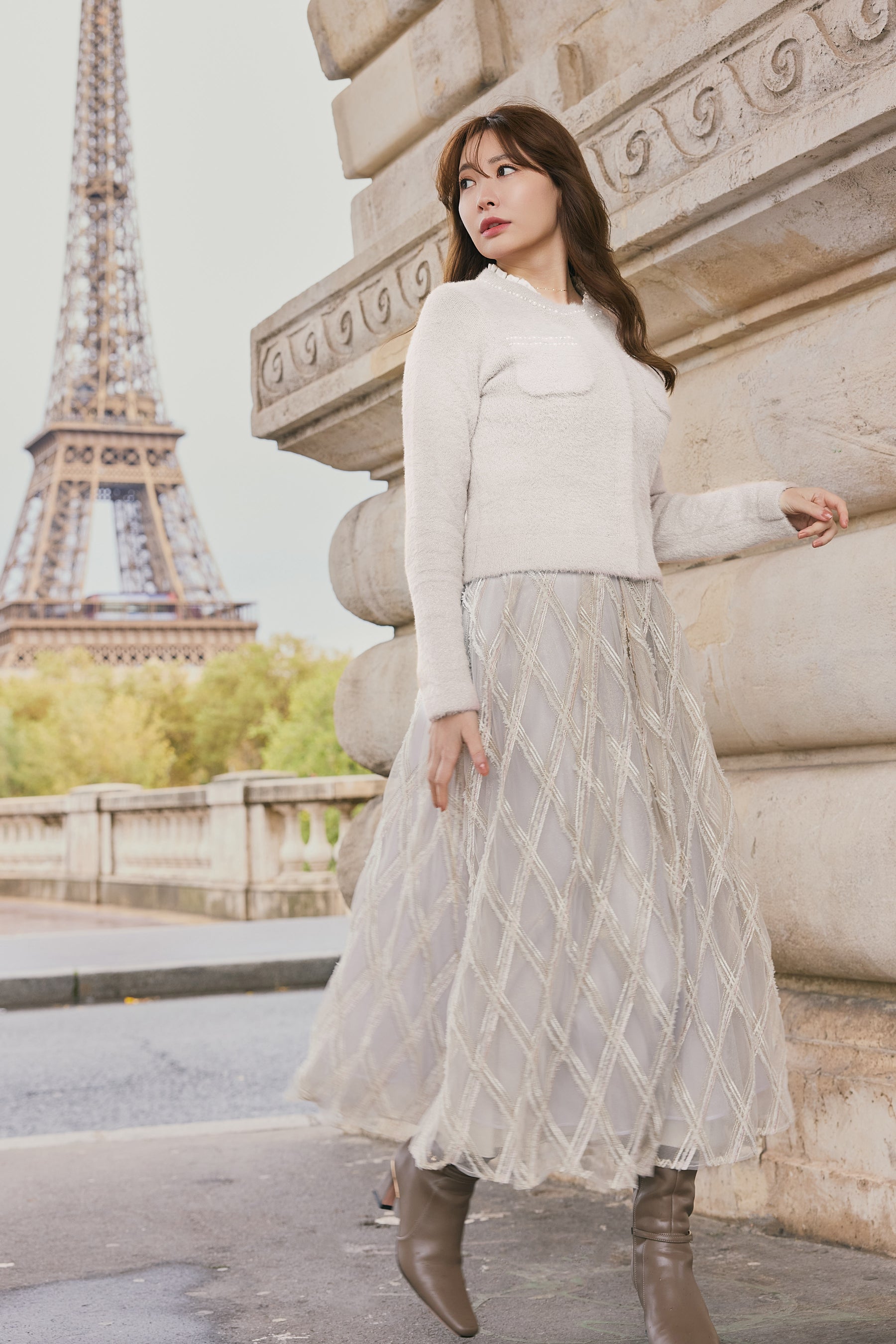 【crystal pink】Corinthia Shaggy Knit Set