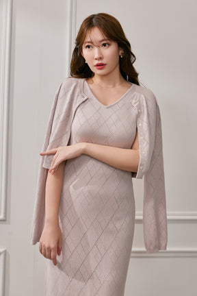 Diamond Pattern Knit Dress Set