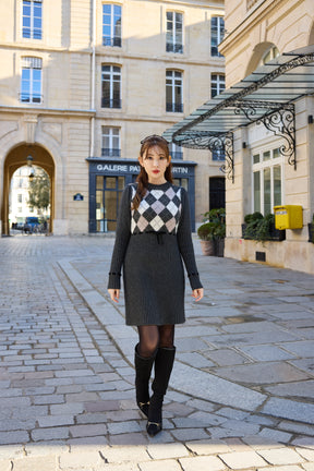 Moor Argyle Ribbon Knit Dress