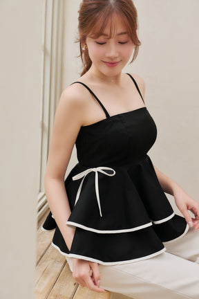 【5月下旬發送】【black】Lumiere Frilled Peplum Top
