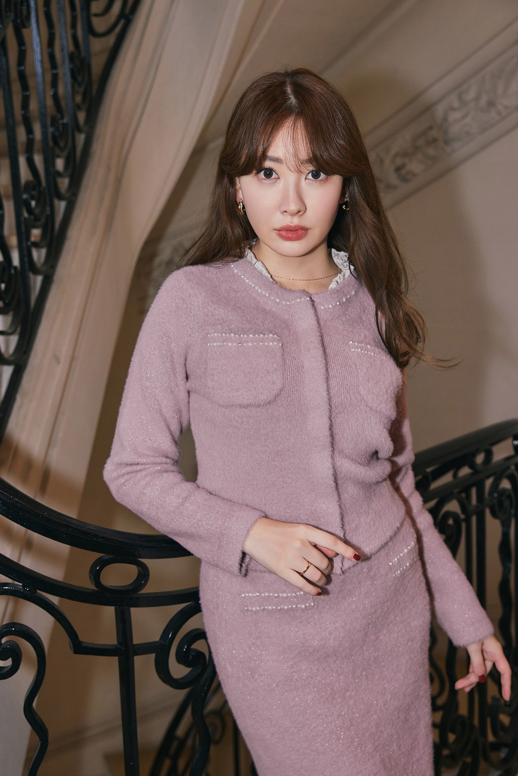 【crystal pink】Corinthia Shaggy Knit Set