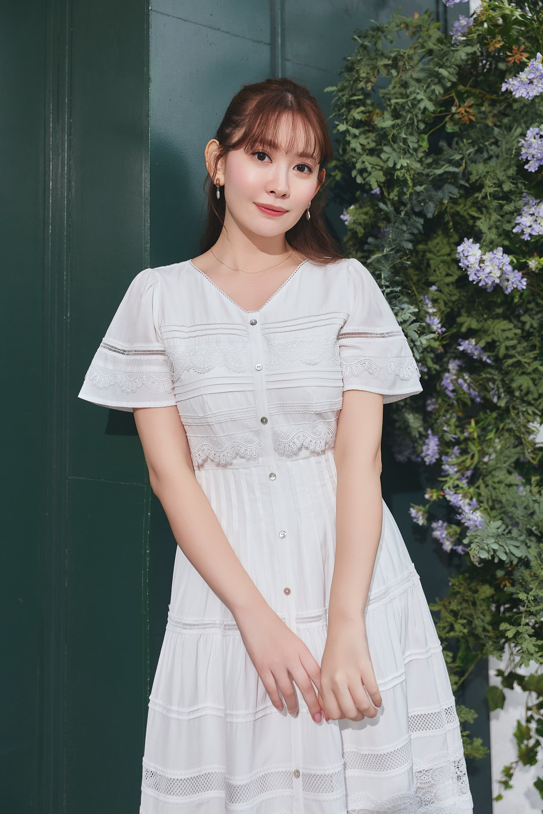 Clair Pintuck Lace Dress