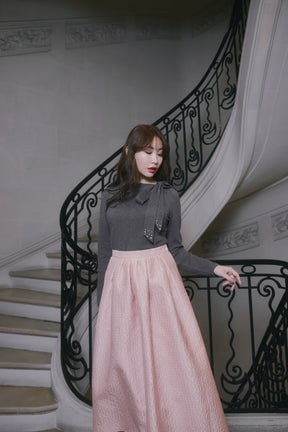 Dot Jacquard Flared Skirt