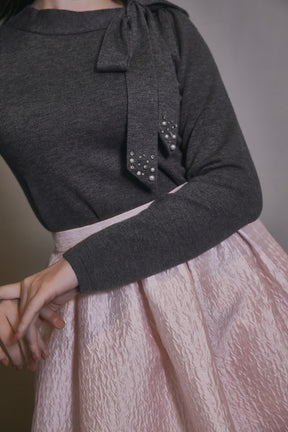 Bijou Ribbon-Tie Knit Top