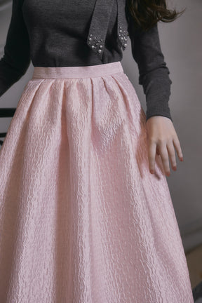 Dot Jacquard Flared Skirt