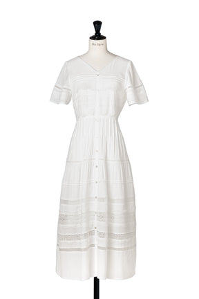 Clair Pintuck Lace Dress