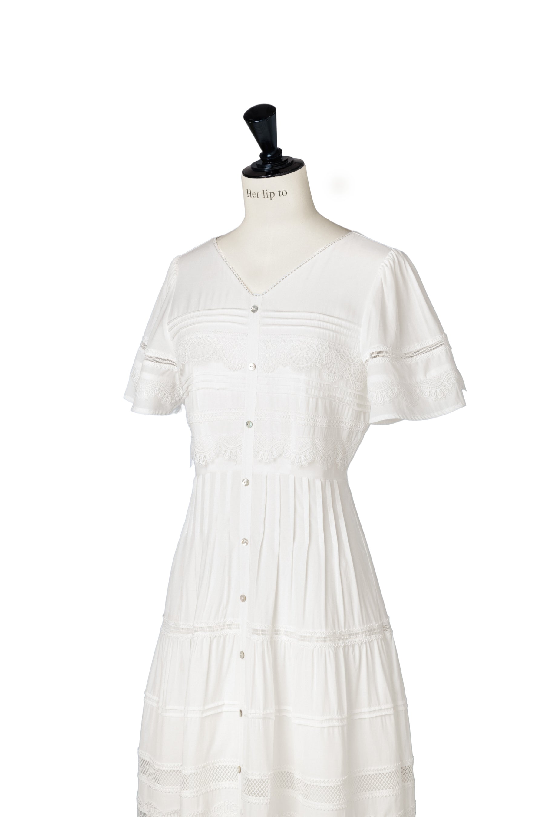 Clair Pintuck Lace Dress