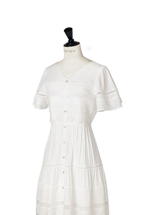 Clair Pintuck Lace Dress