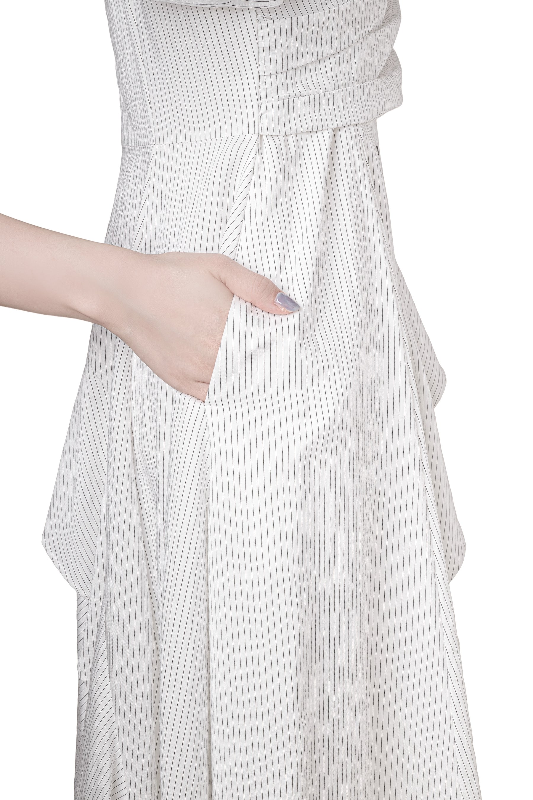 Striped Asymmetrical Shirt Dress