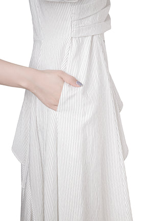 Striped Asymmetrical Shirt Dress