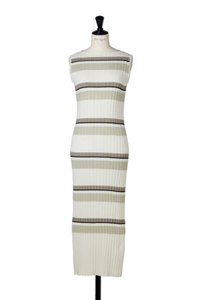 [New color] Cotton Striped Ribbed Knit Dress