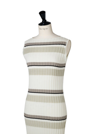 [New color] Cotton Striped Ribbed Knit Dress