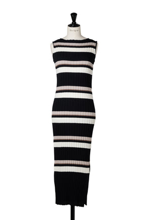 [New color] Cotton Striped Ribbed Knit Dress