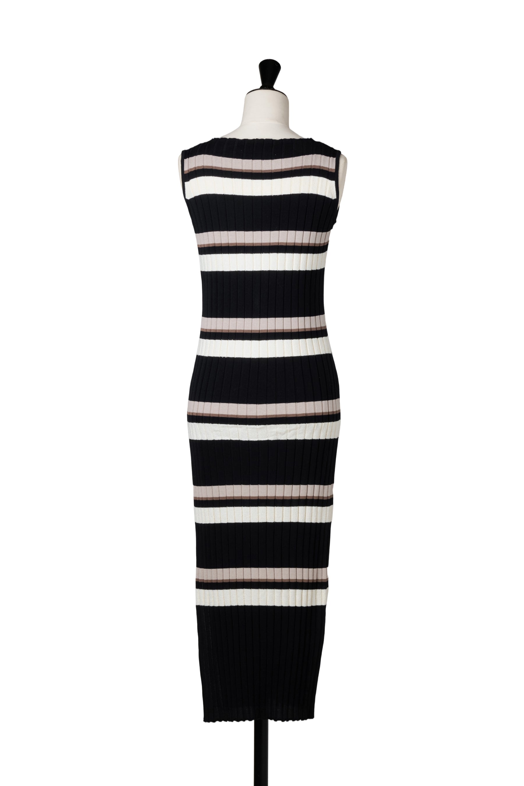New color] Cotton Striped Ribbed Knit Dress
