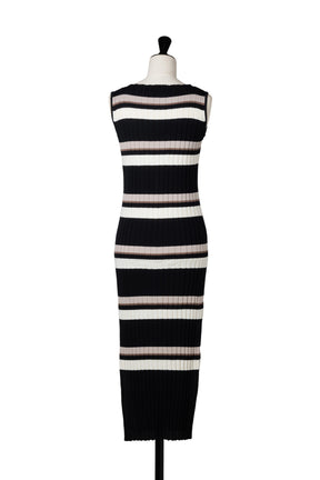 [New color] Cotton Striped Ribbed Knit Dress