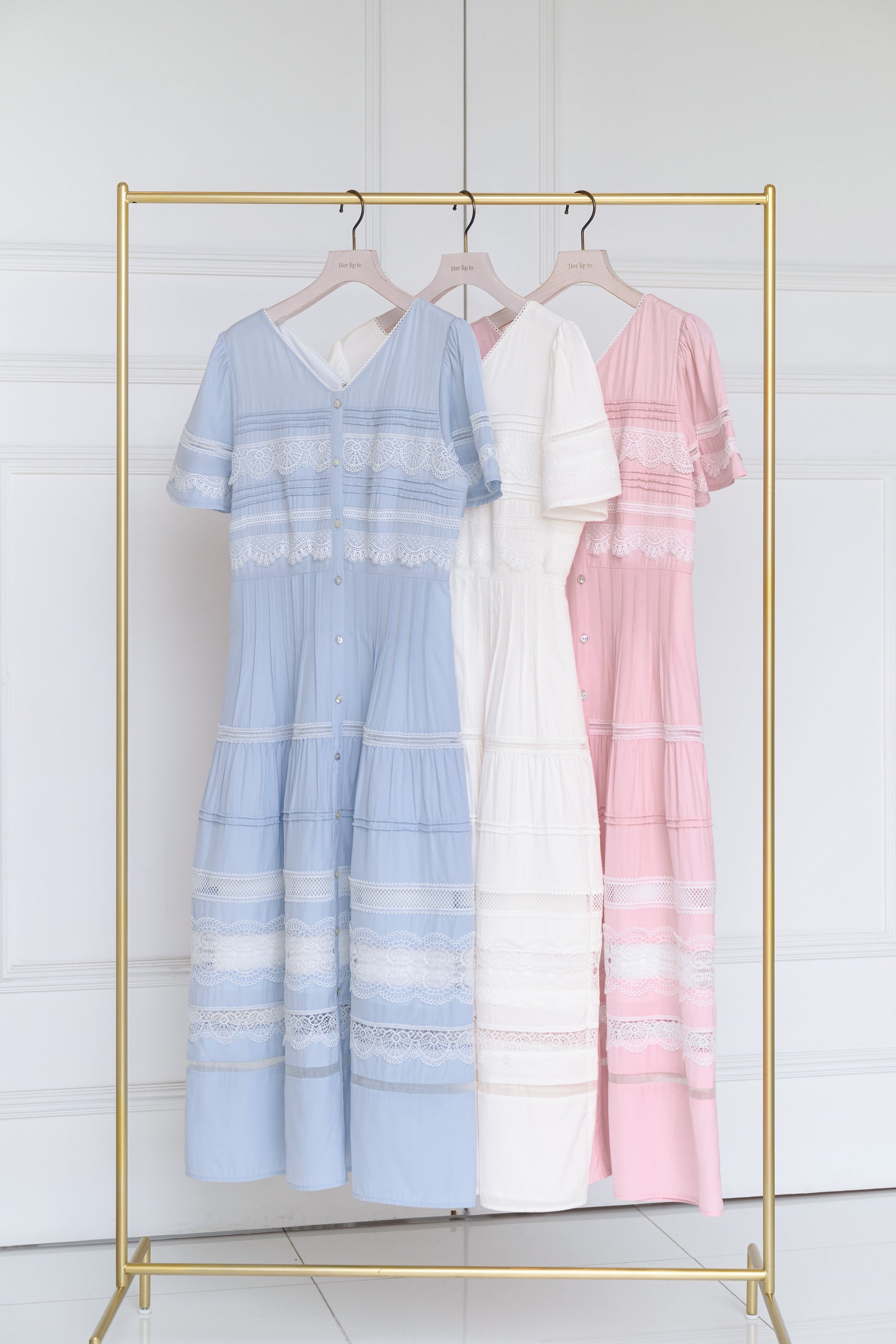 Clair Pintuck Lace Dress