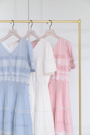 Clair Pintuck Lace Dress