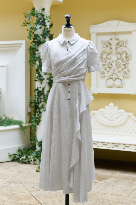 Striped Asymmetrical Shirt Dress