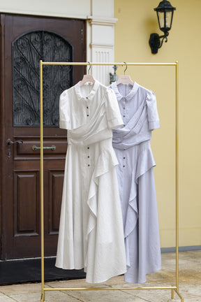 Striped Asymmetrical Shirt Dress