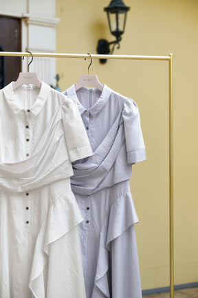 Striped Asymmetrical Shirt Dress