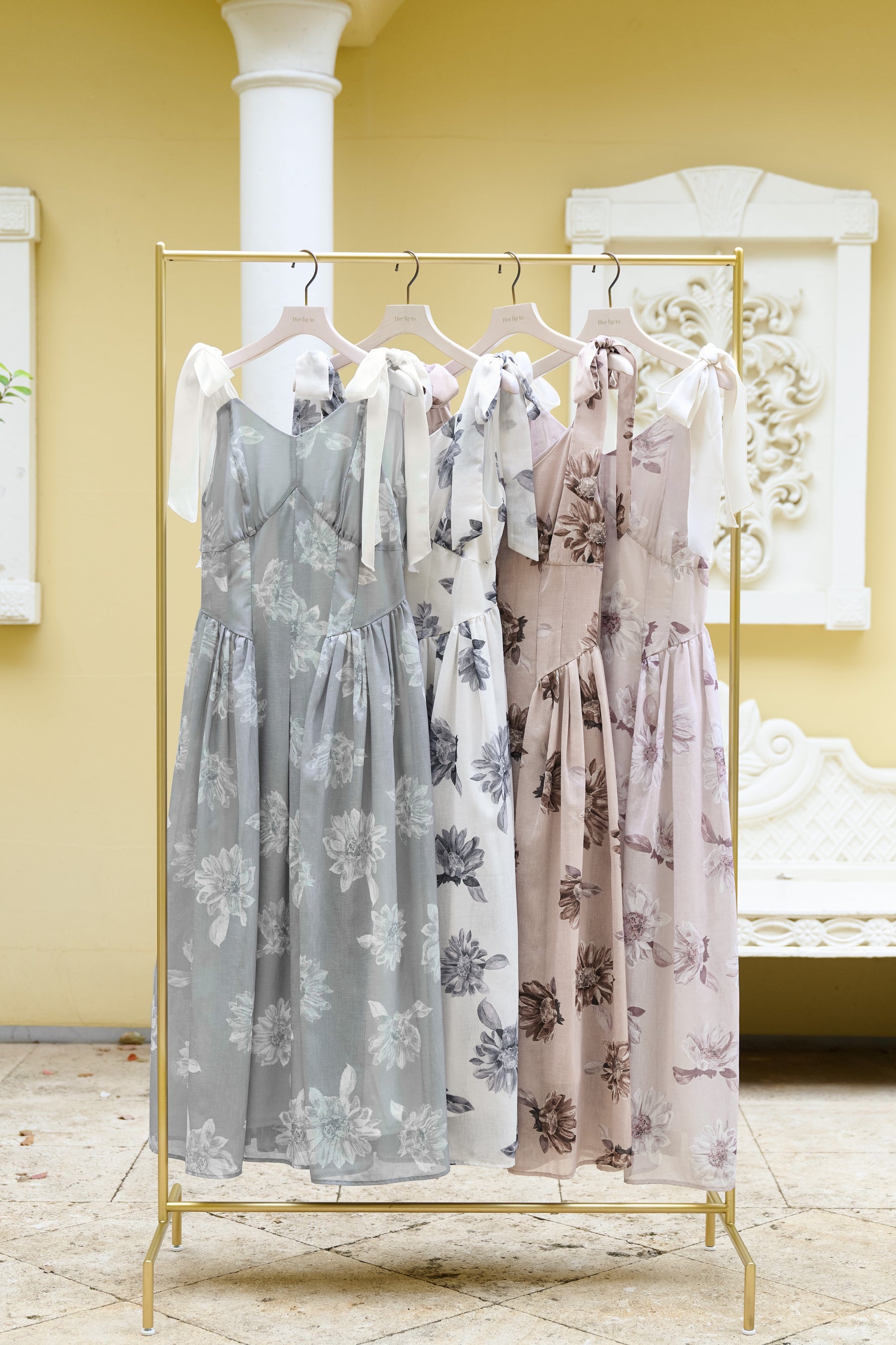 herlipto Sunflower-printed Midi Dress 【公式通販】