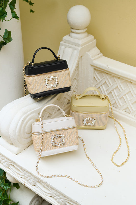 【新色】Raffia Effect Crystal Vanity Bag