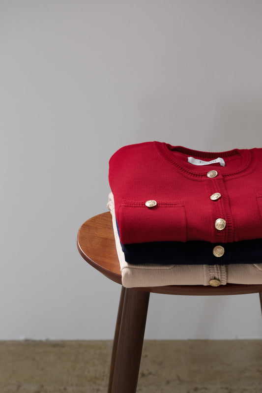 ［Essentia］Gold Button Knit Cardigan
