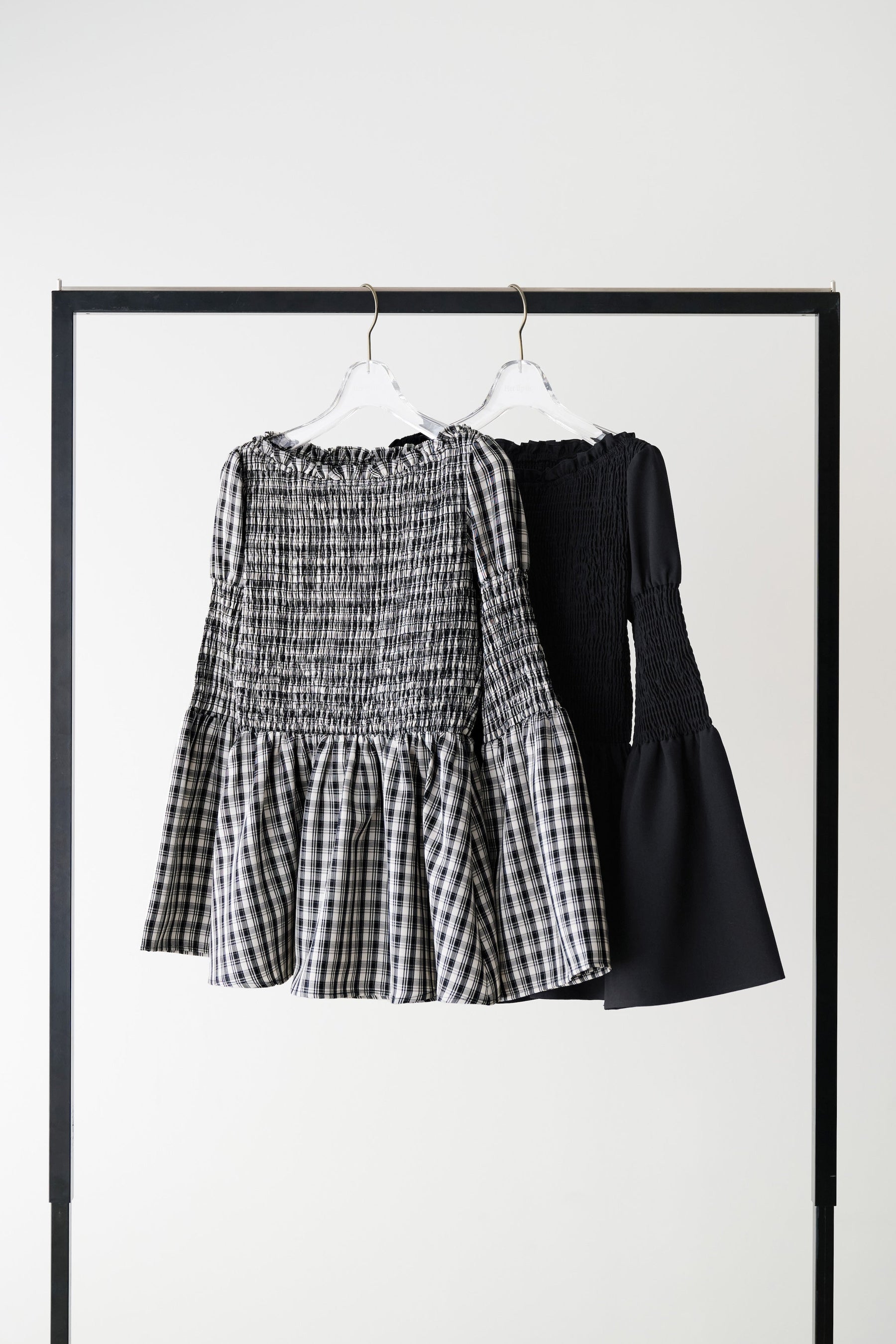 ［Essentia］【新色】Checked Flared Peplum Top