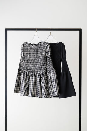 ［Essentia］【新色】Checked Flared Peplum Top