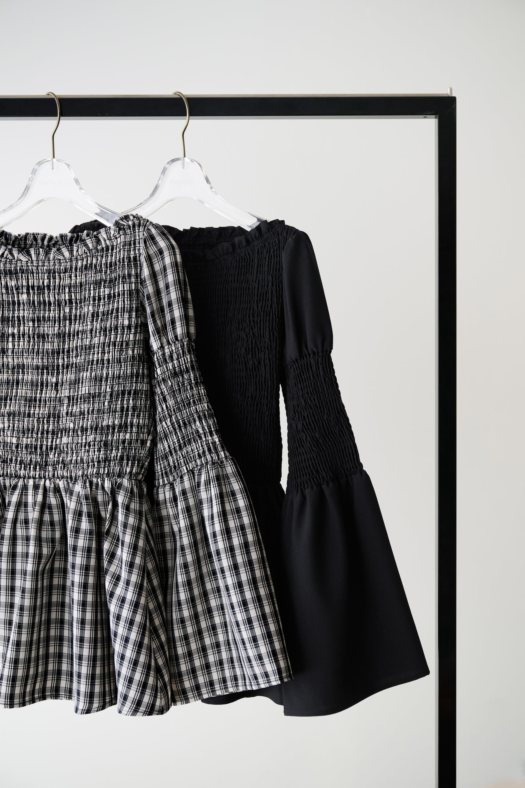 ［Essentia］【新色】Checked Flared Peplum Top