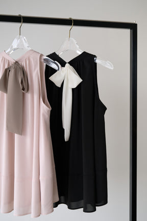 ［Essentia］Back Ribbon Chiffon Top