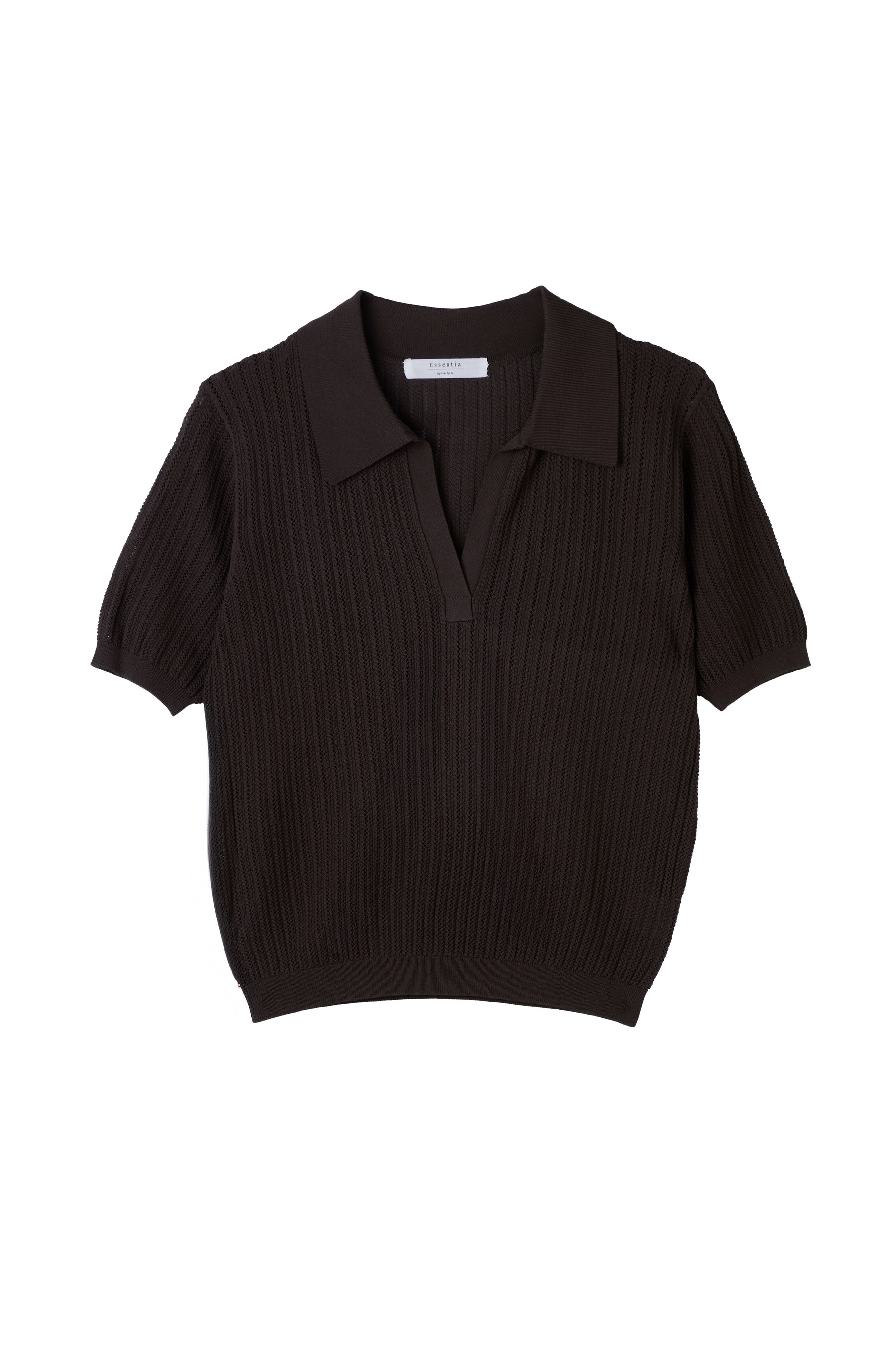 Essentia］Pointelle-Knit Polo Top