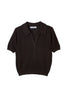 ［Essentia］Pointelle-Knit Polo Top