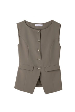 【7月下旬発送】［Essentia］Gold Button Vest