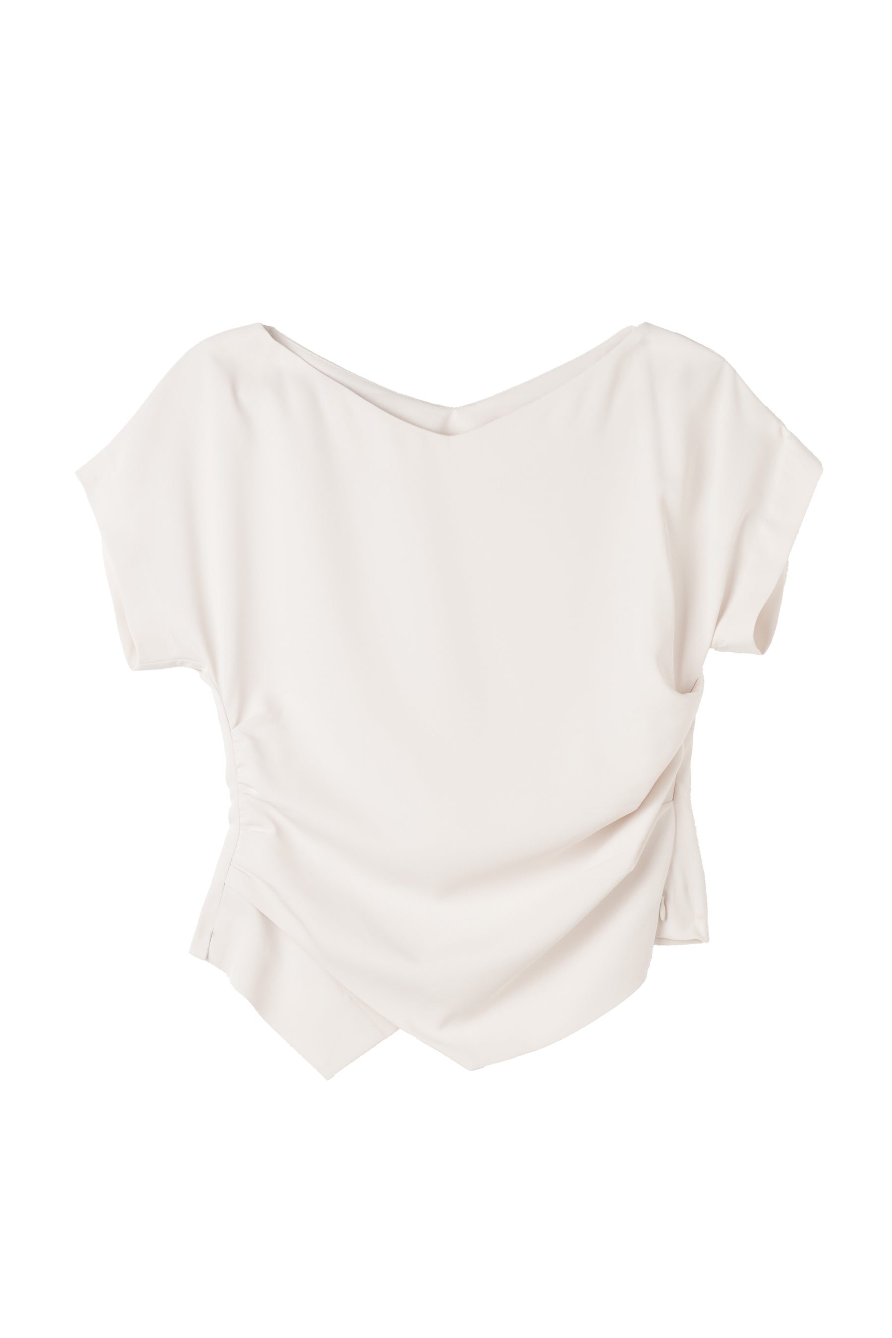  [Ships in last July] [Essentia] Asymmetric-Hem Gathered Top