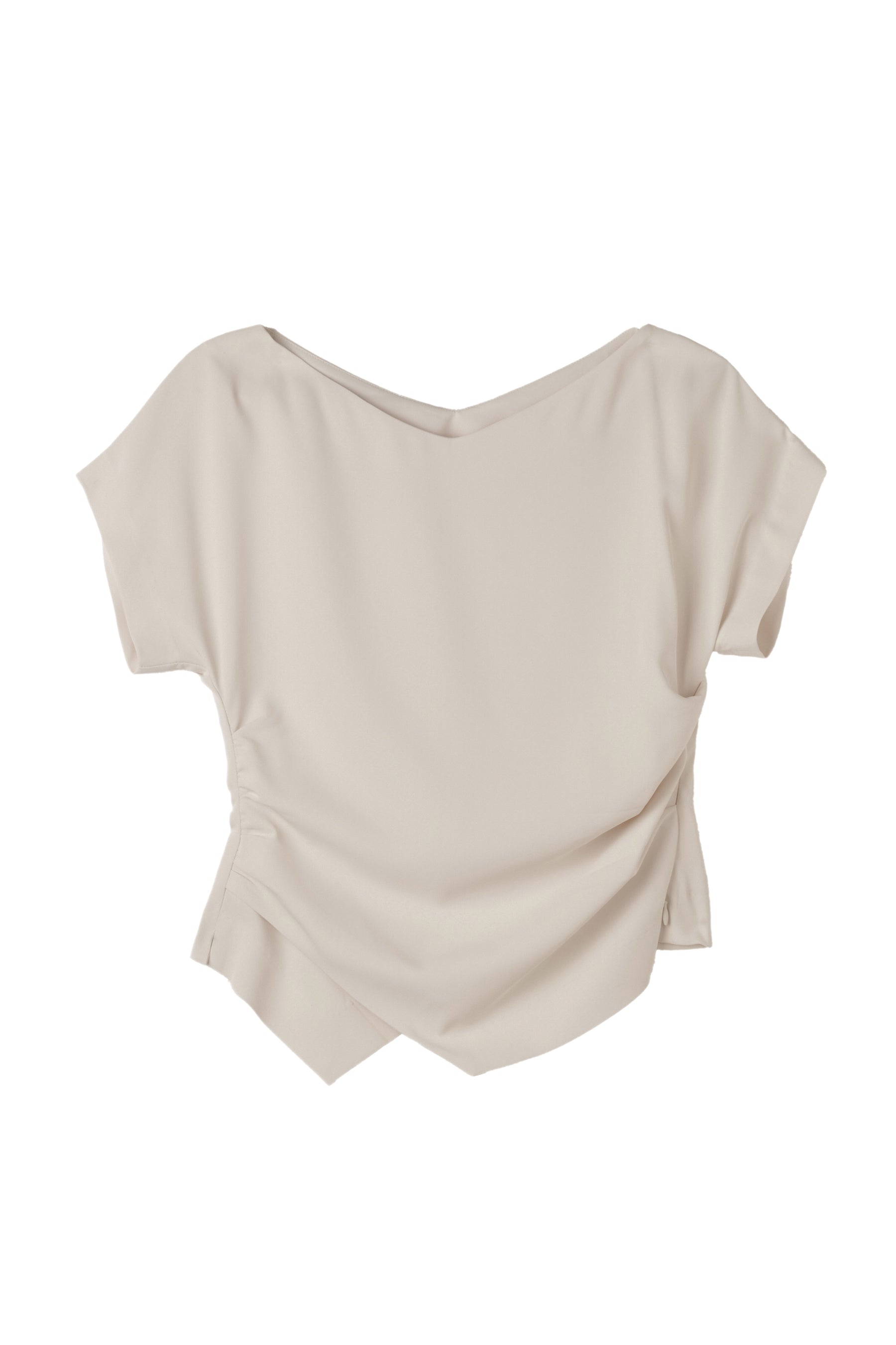 ［Essentia］Asymmetric-Hem Gathered Top Essentia] Asymmetric-Hem Gathered Top