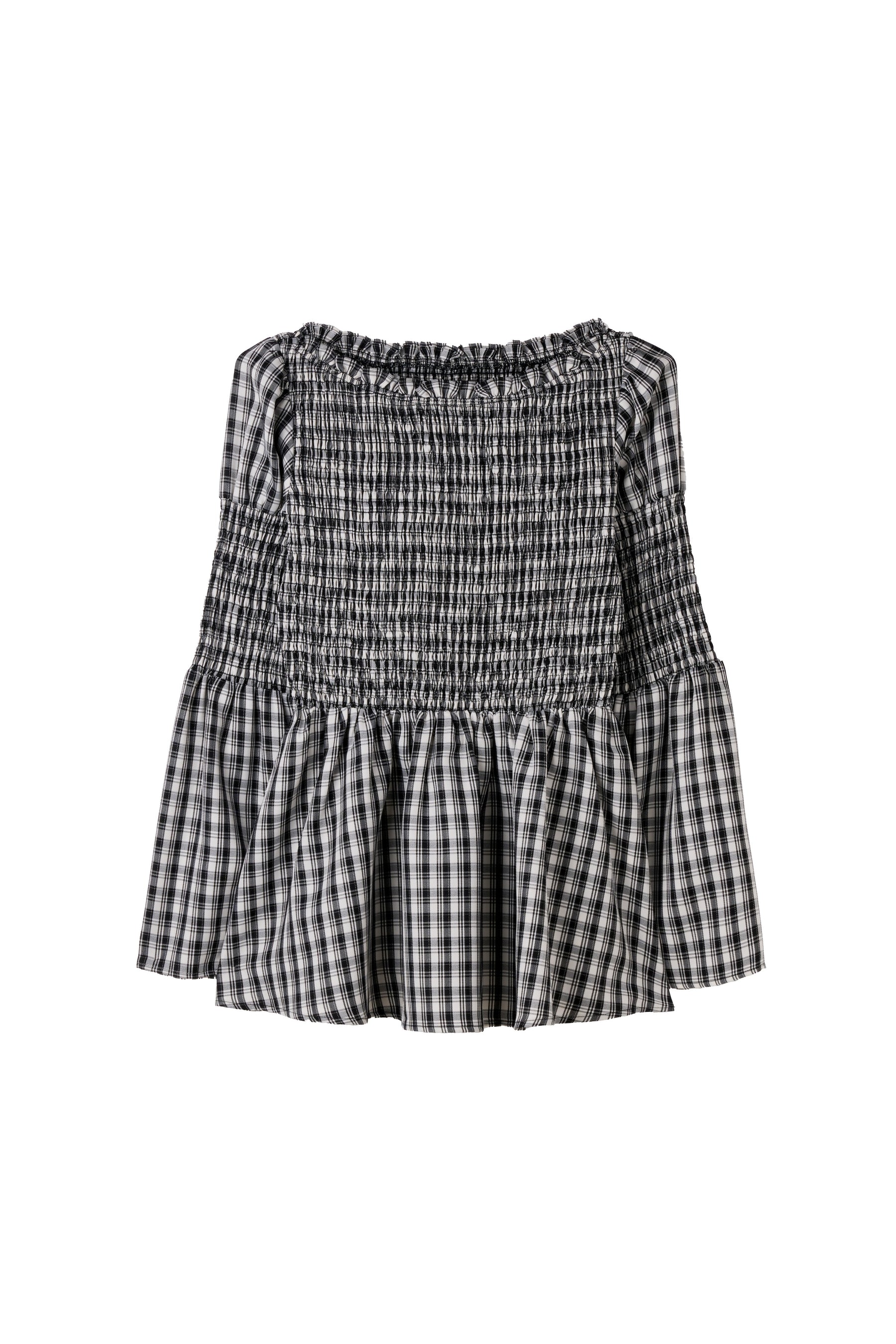 ［Essentia］【新色】Checked Flared Peplum Top