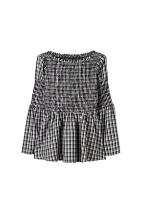 ［Essentia］【新色】Checked Flared Peplum Top