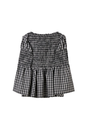 ［Essentia］【新色】Checked Flared Peplum Top