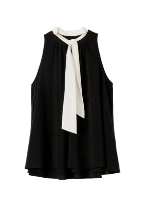［Essentia］Back Ribbon Chiffon Top
