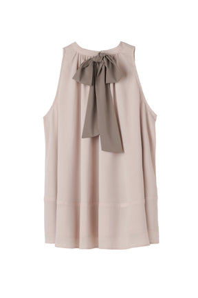 ［Essentia］Back Ribbon Chiffon Top