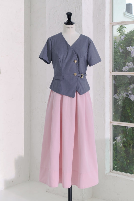 Asymmetrical Belted Docking Dress