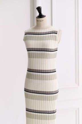 [New color] Cotton Striped Ribbed Knit Dress