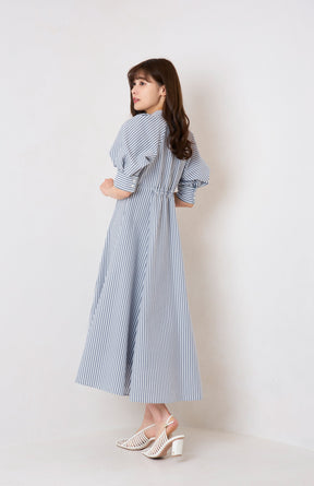 Volume Sleeve Stripe Dress