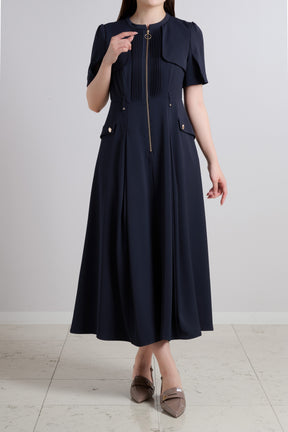 【beige / navy】【7月上旬発送】Nora Front Zip Dress